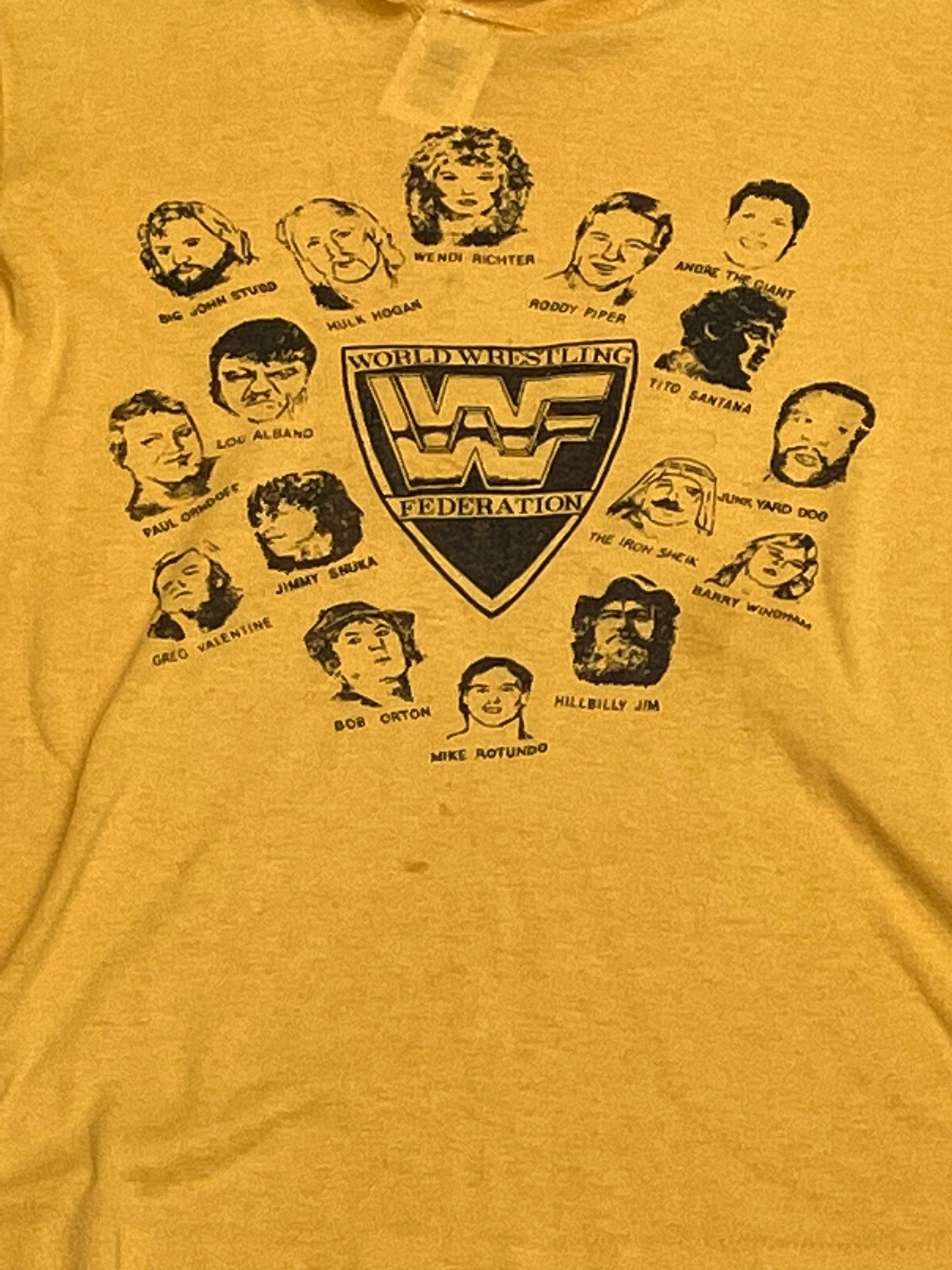 Yellow World Wrestling Federation (WWF) t-shirt