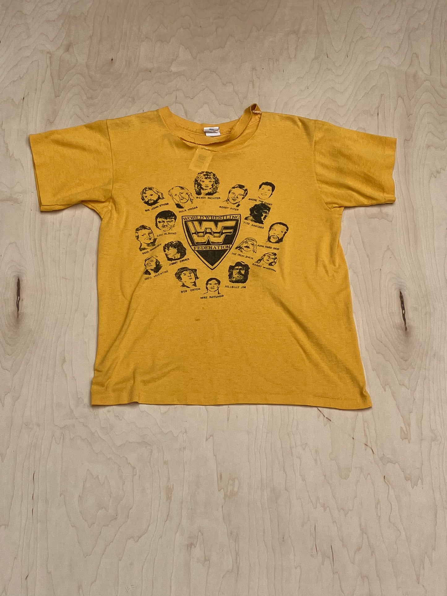 Yellow World Wrestling Federation (WWF) t-shirt