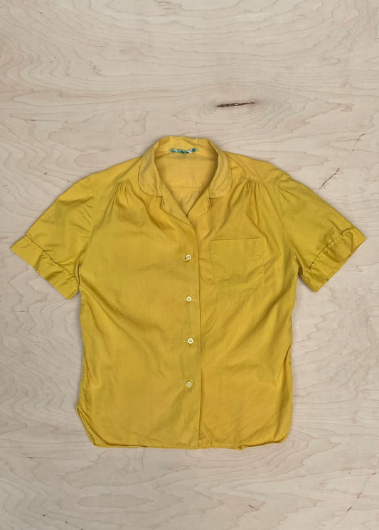 1950s YELLOW COLLARED BUTTONDOWN BLOUSE