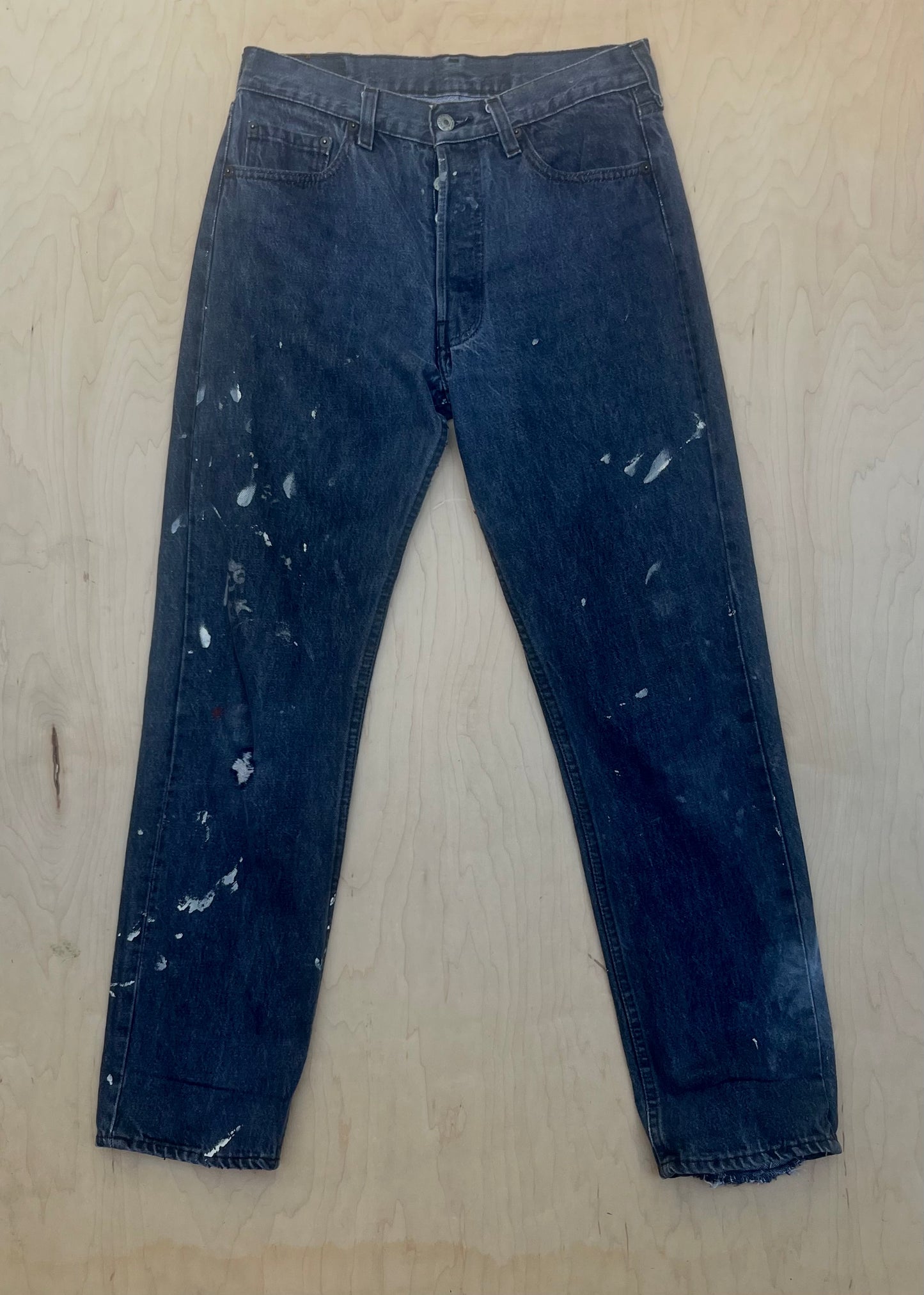 BLACK LEVIS 501S WITH PAINTER STAINS
