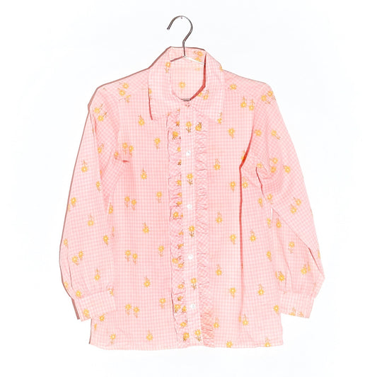 Pink/Yellow Gingham Floral Shirt