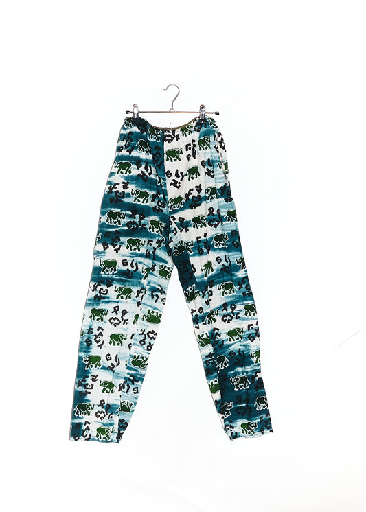 Green Elephant Print Pants