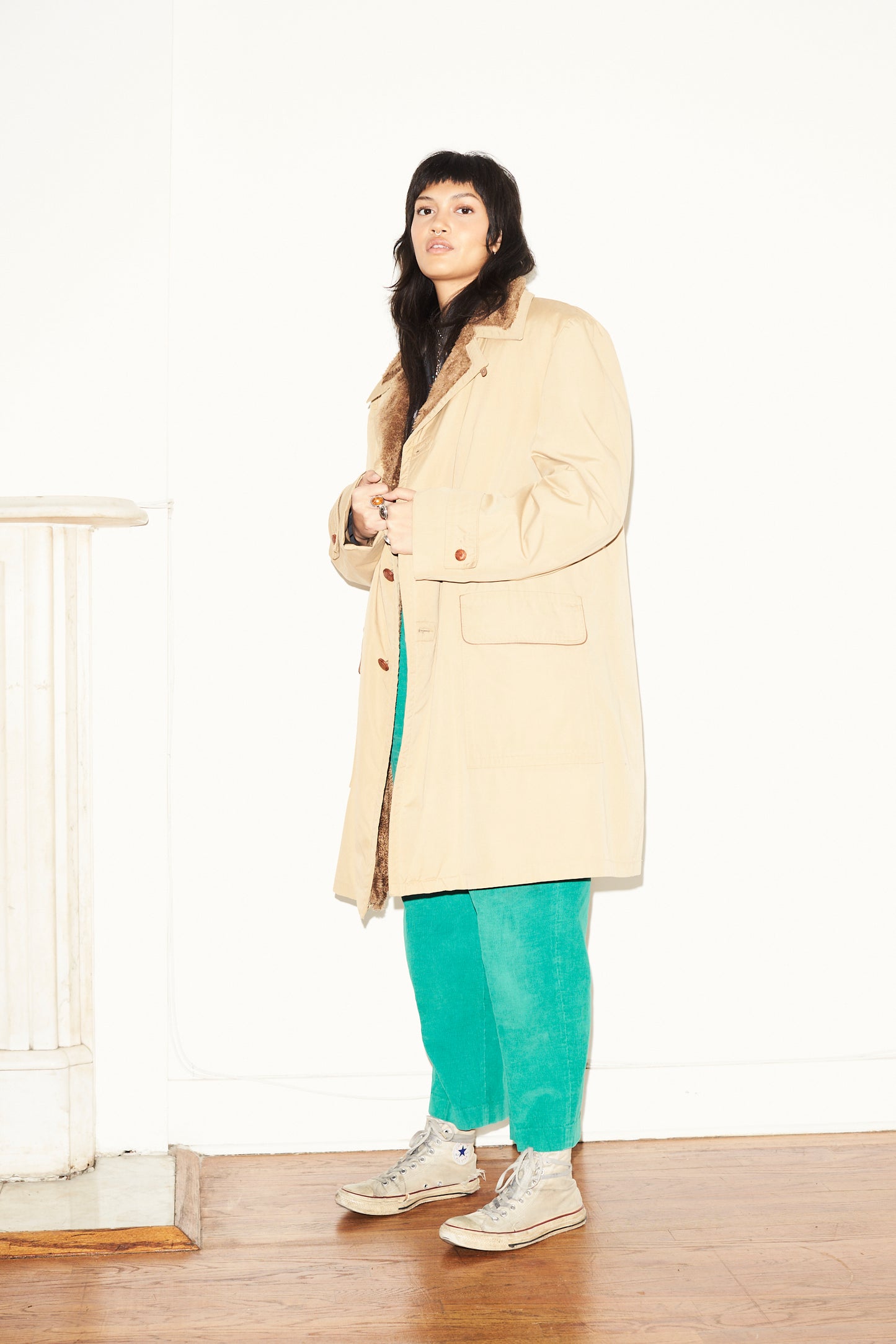 Trench Coat With Faux Fur Lining
