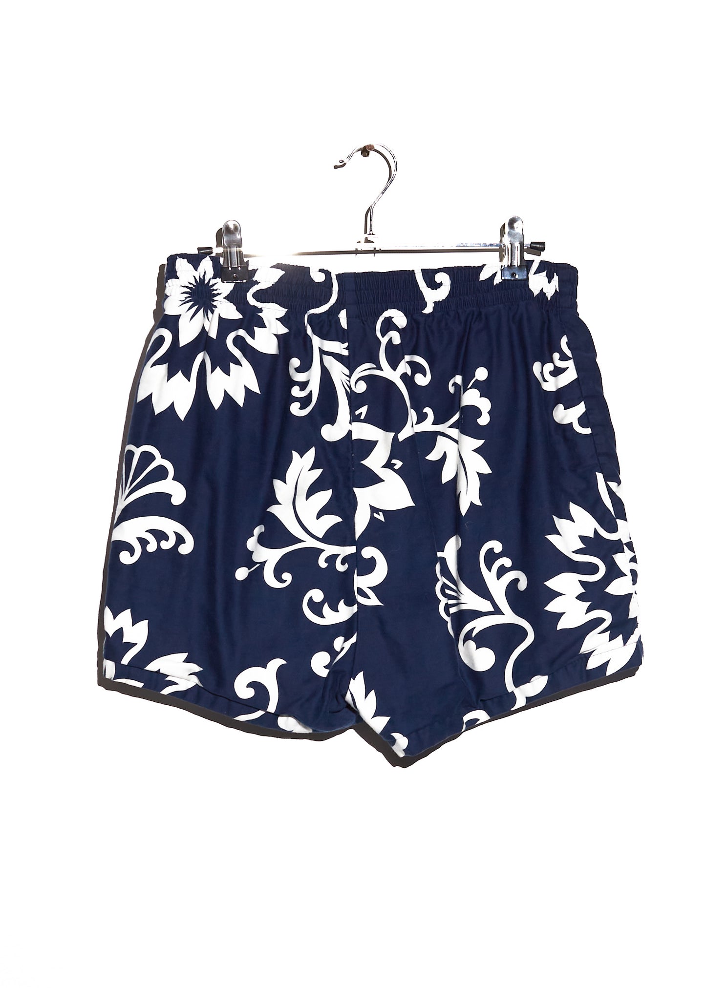 Navy Blue White Floral Shorts