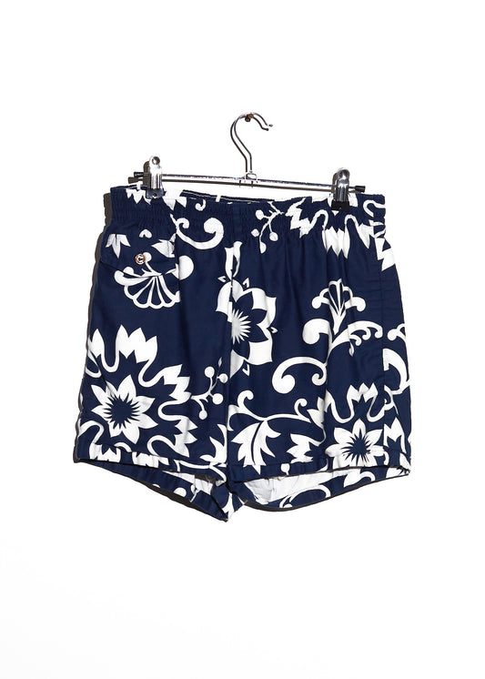 Navy Blue White Floral Shorts