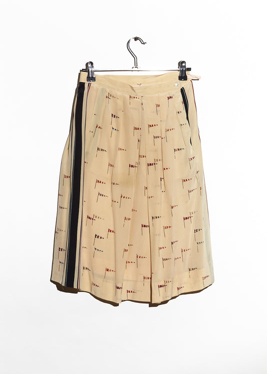 Cream Graphic Skirt