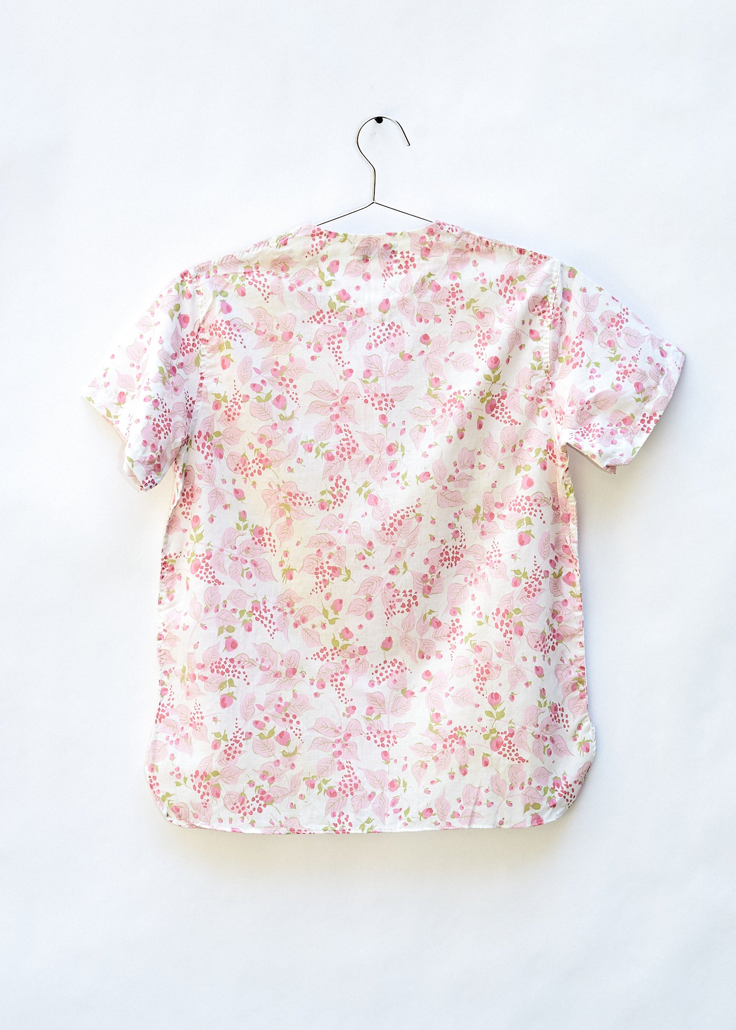 Vintage White/Pink Floral Short Sleeve Button Up Shirt