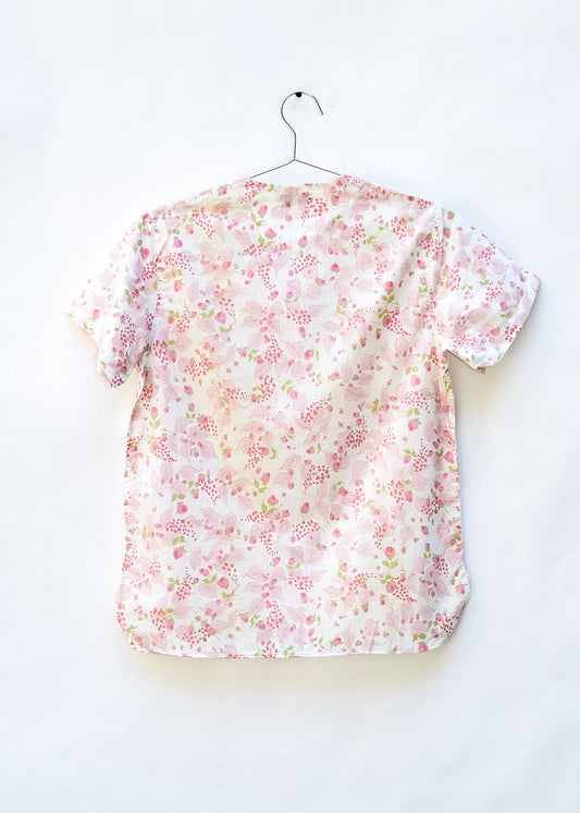 Vintage White/Pink Floral Short Sleeve Button Up Shirt
