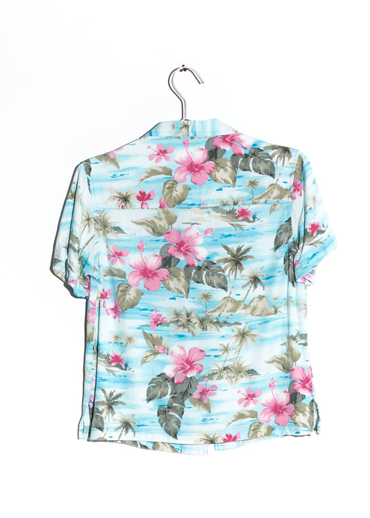 Vintage Hawaiian Print Button Down Shirt