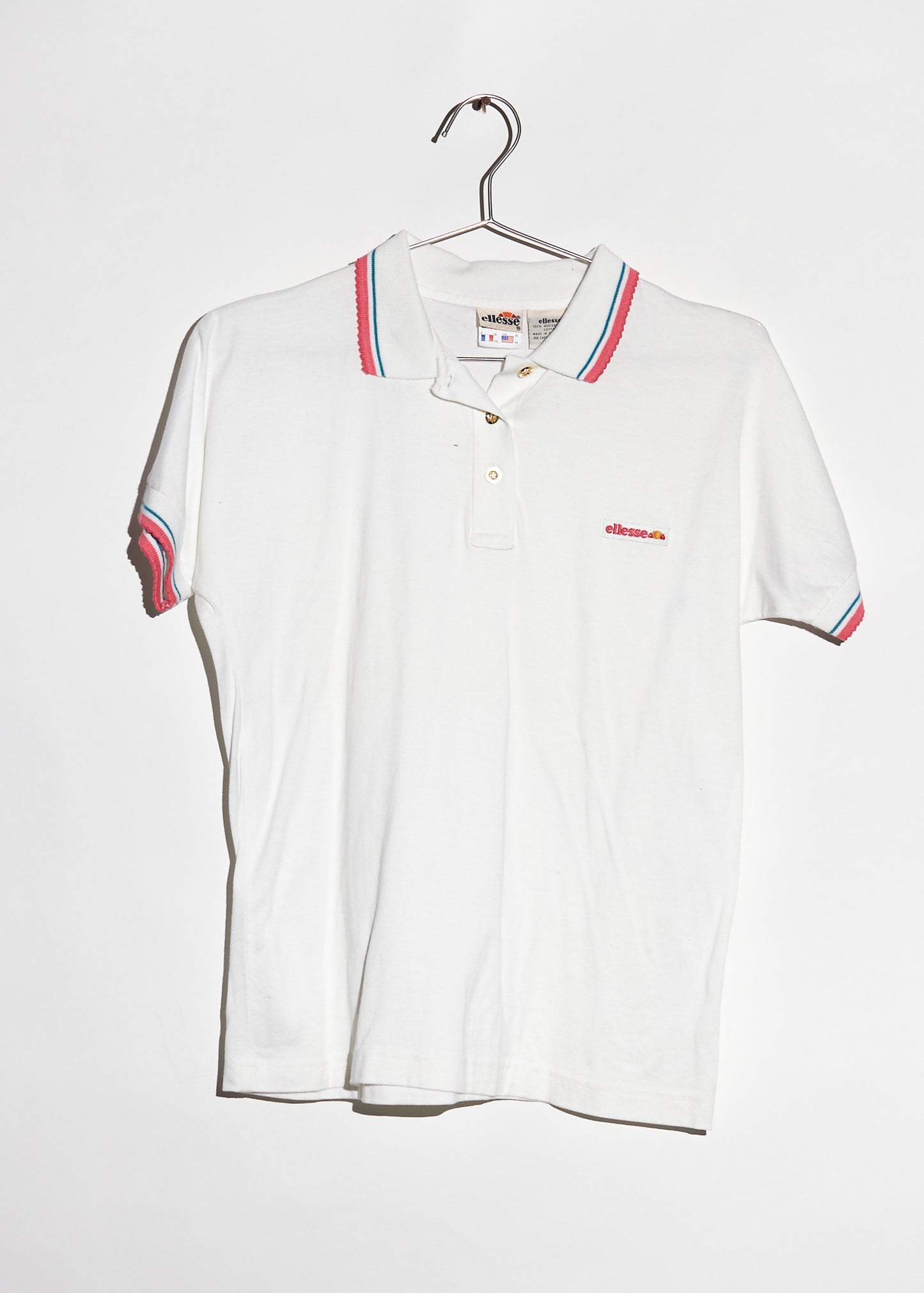 White Pink Ellesse Tennis Shirt
