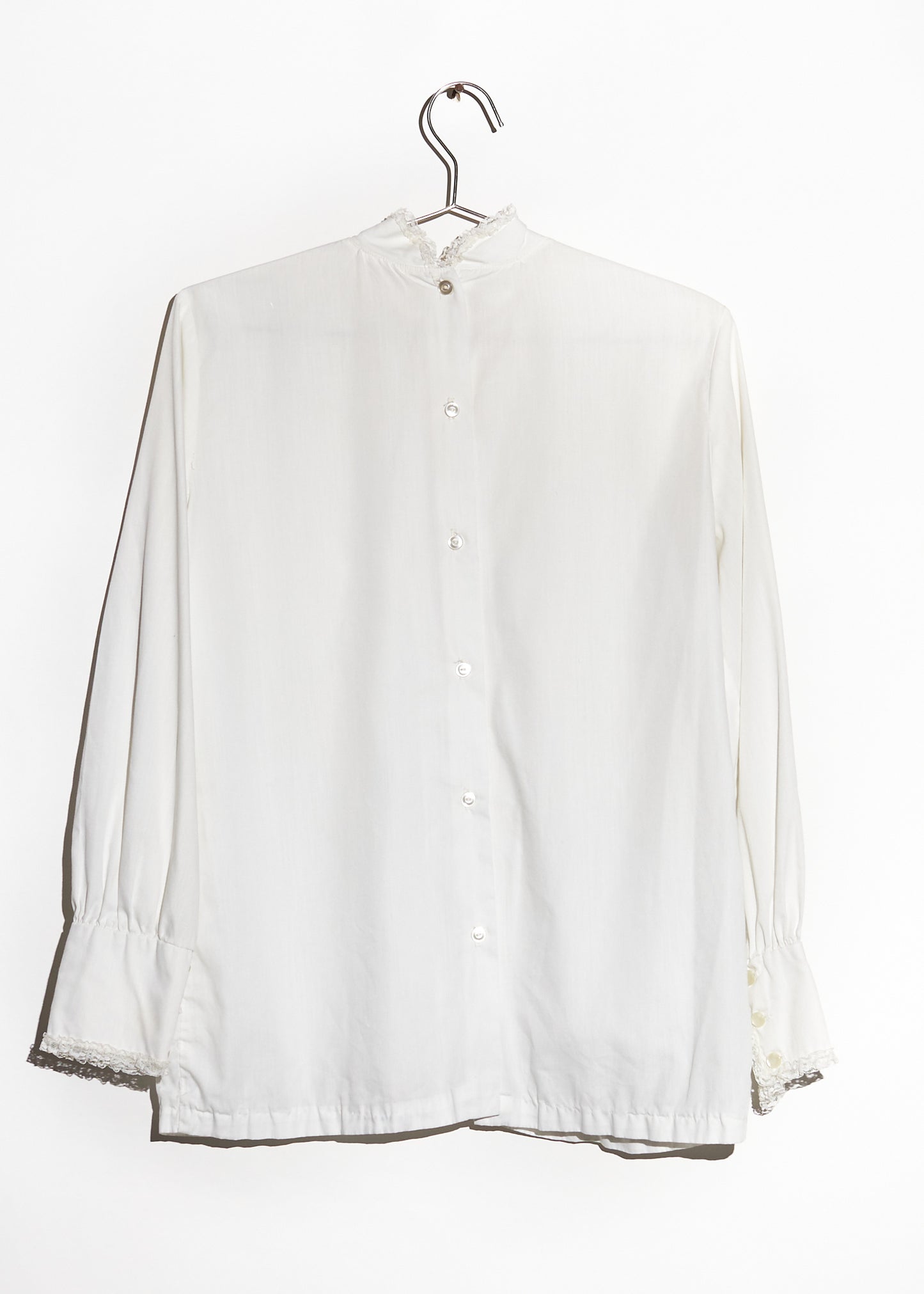 White Lace Button Back Shirt
