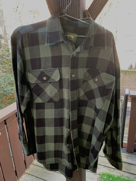 Black and Green Plaid Button Down Long Sleeve Shirt