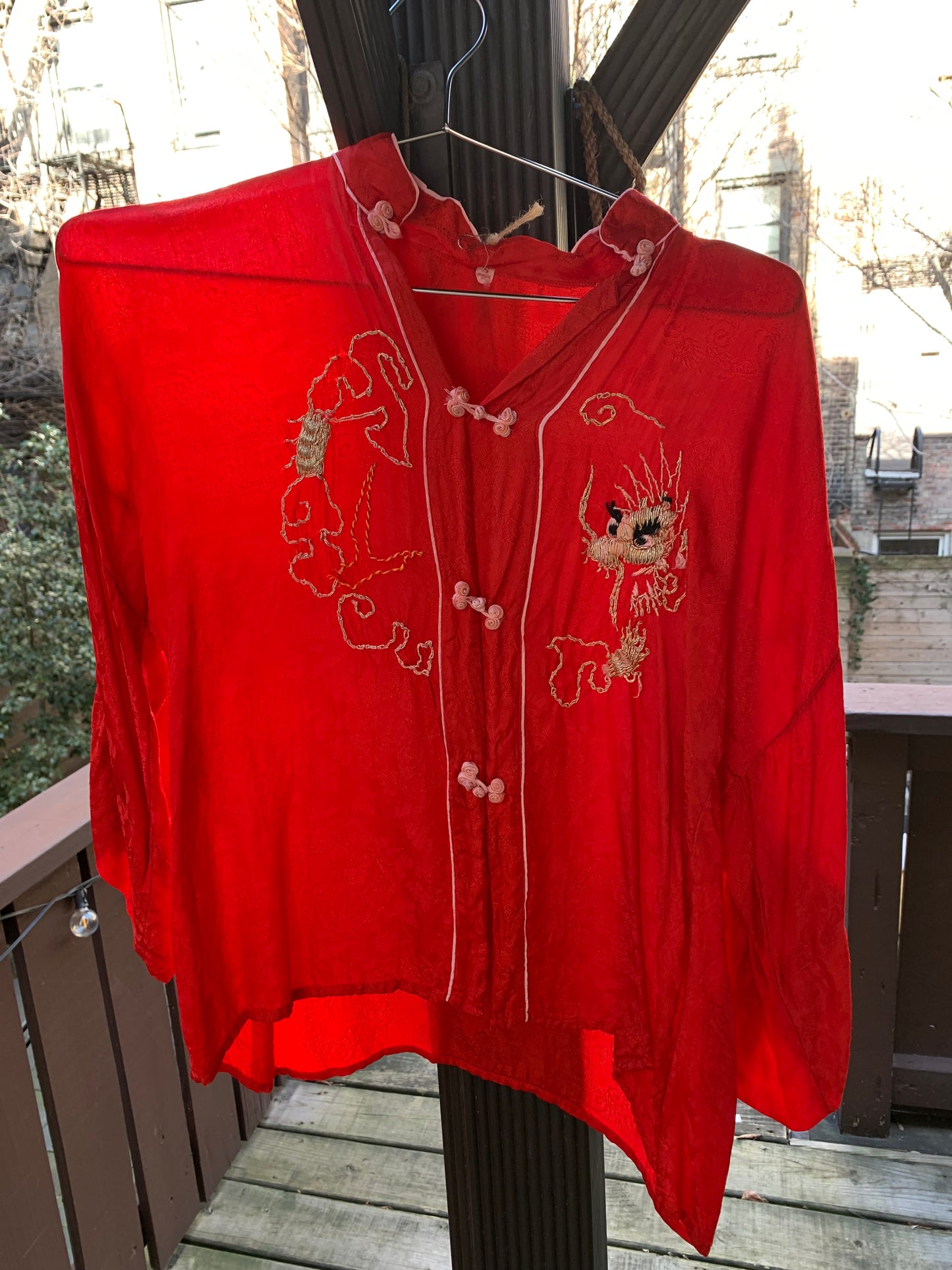Red Japanese 1960's Pajama Set