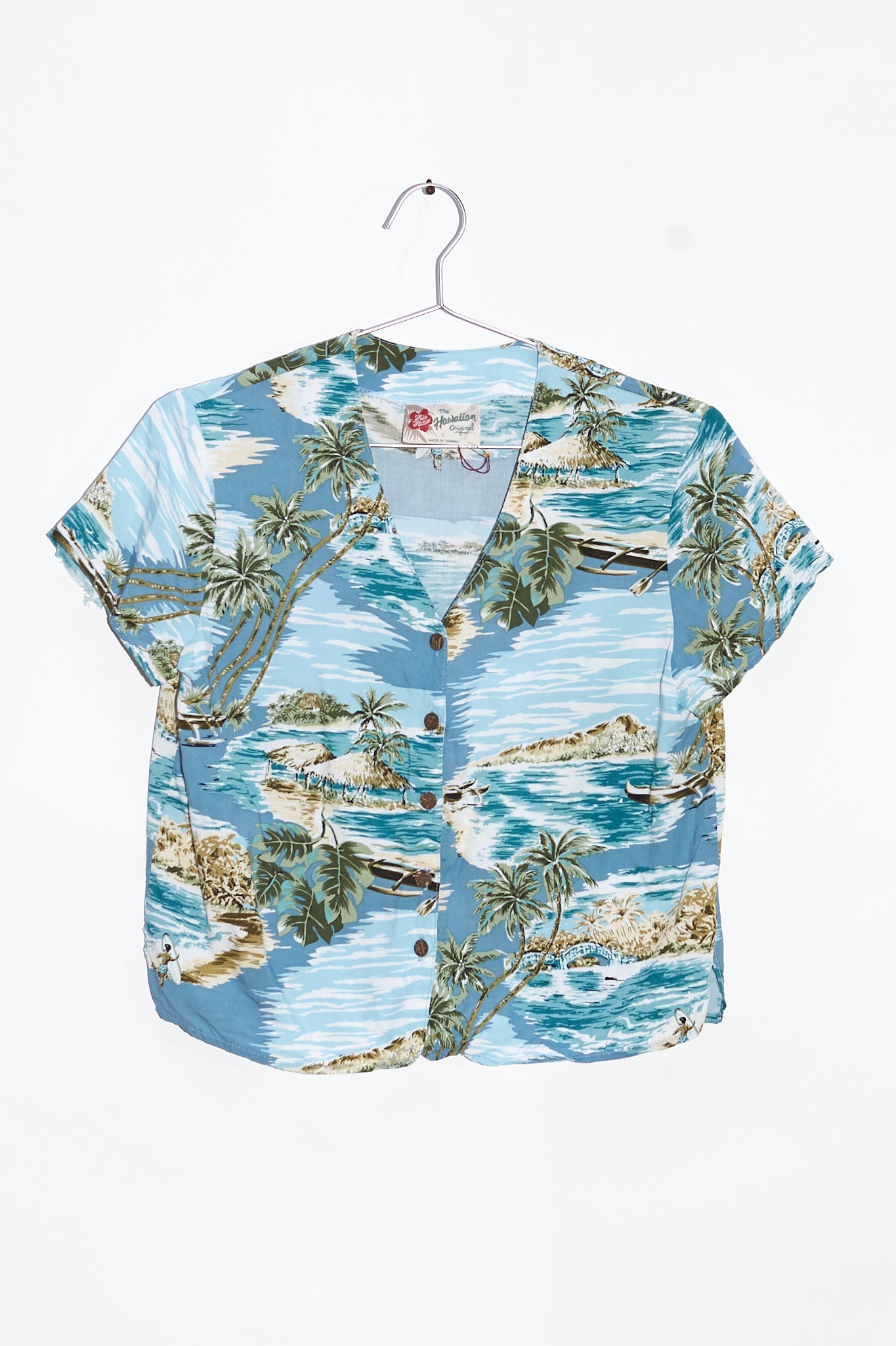 Vintage Hawaiian Print Button Down Shirt
