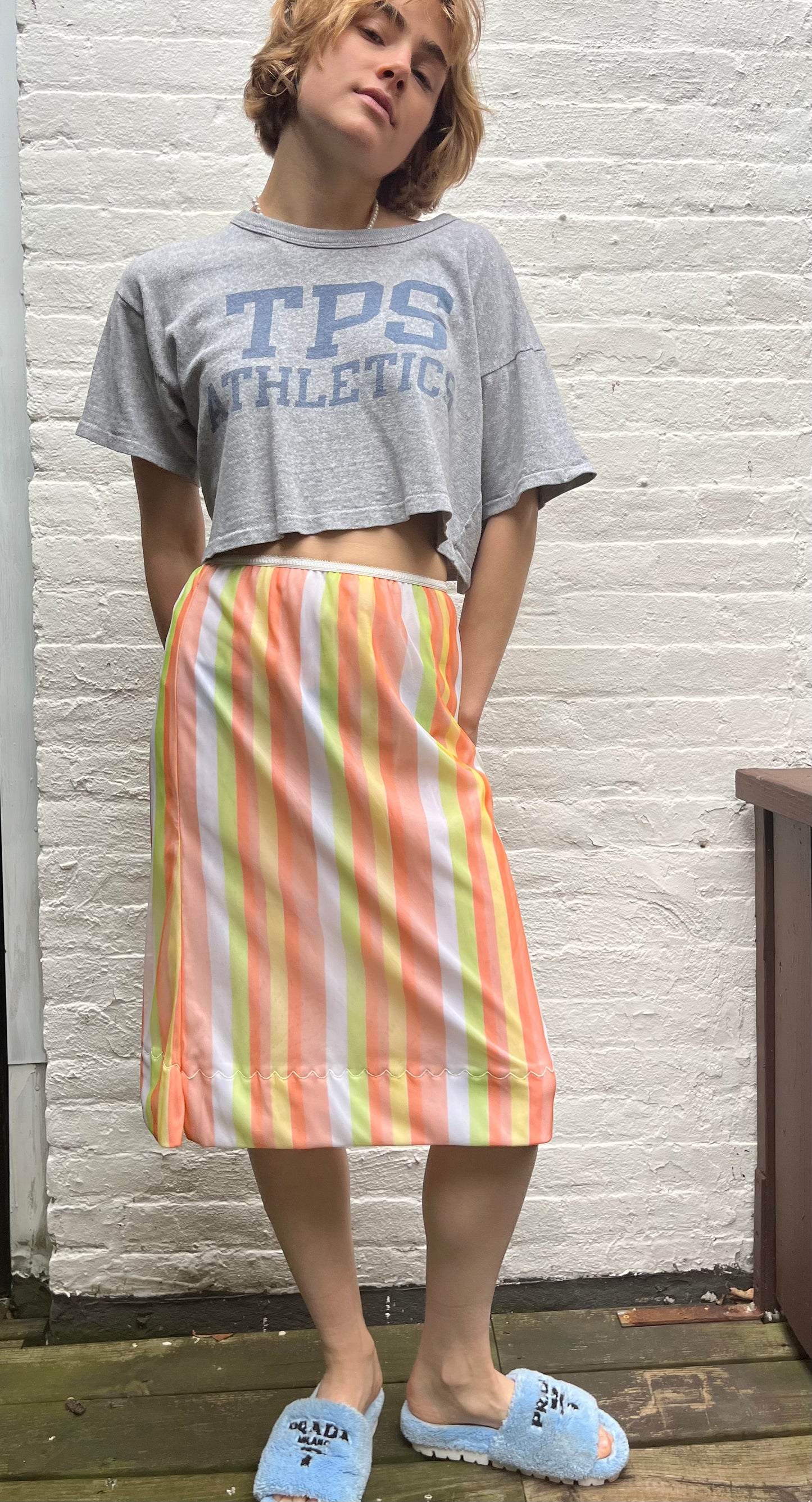 Multi-Colored Striped Midi Skirt