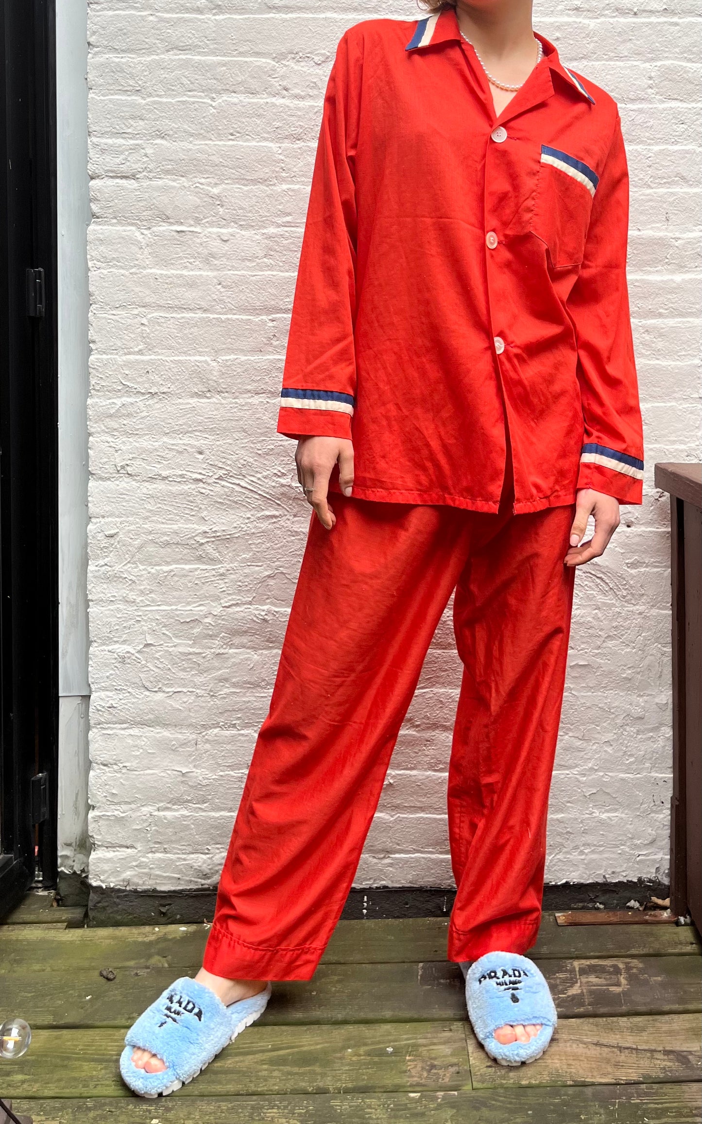 Red Cotton Pajama Set 1960s
