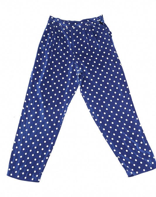 Navy Blue White Polka Dot Pants